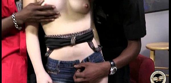  The Gigantic Black Cock fits right in her tight white pussy 9